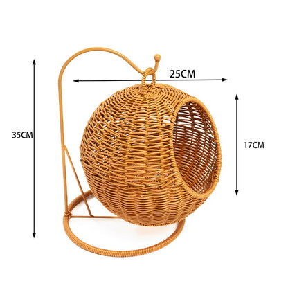 Hanging Rattan Cat Nest – Stylish Elevated Lounge