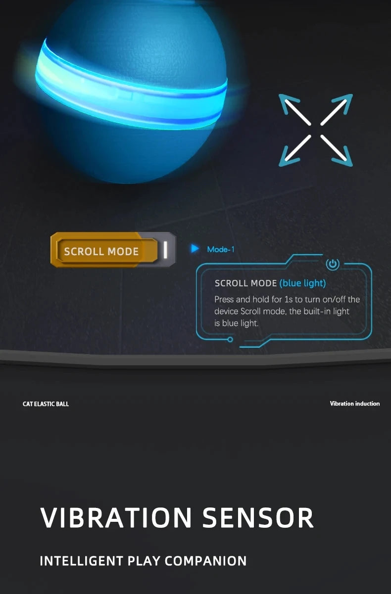 Intelligent Rechargeable Cat Toy Ball with Dual Play Modes