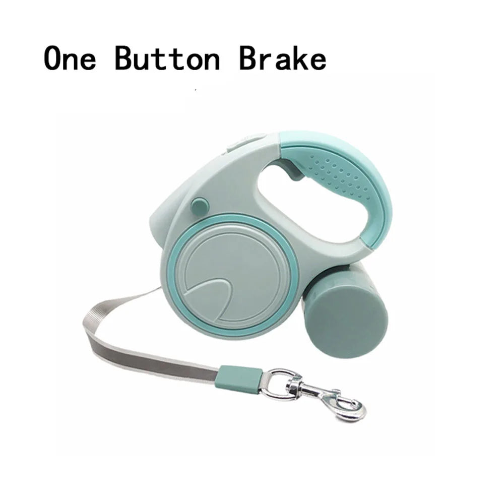 LED Retractable Dog Leash with Waste Bag Holder