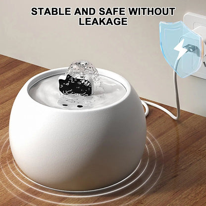Petzrella 1L Ceramic Cat Water Fountain – 3D Design, Sensor & Filter