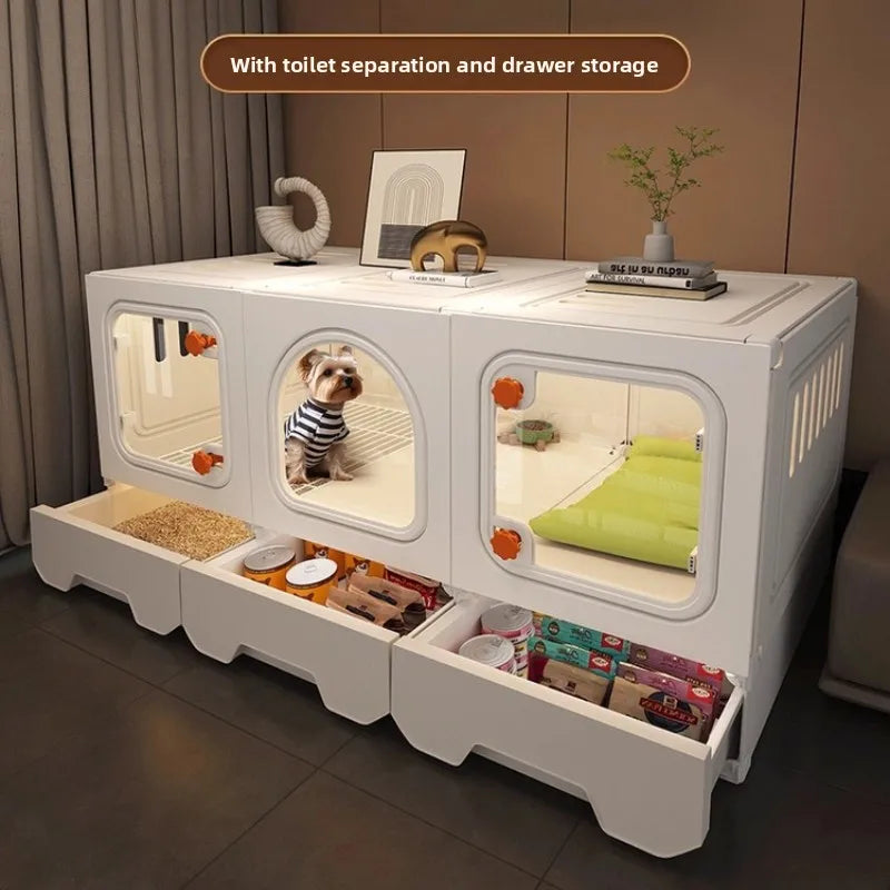 Pet Villa Cage with Toilet & Storage