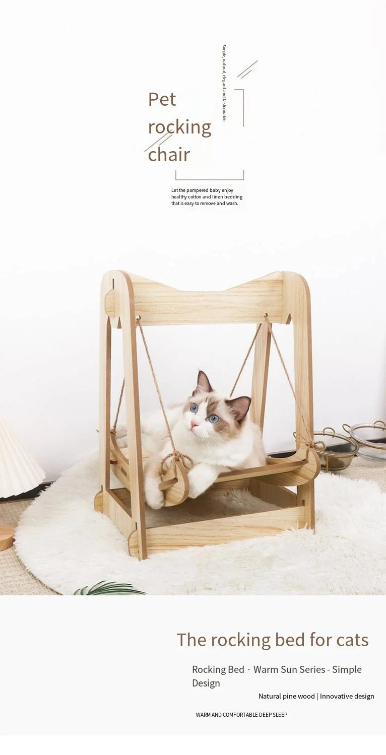 Petzrella Hänge-Katzenbett aus Holz – Modernes Schaukelbett