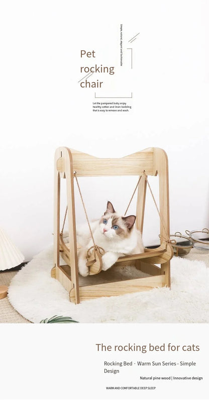 Petzrella Hänge-Katzenbett aus Holz – Modernes Schaukelbett