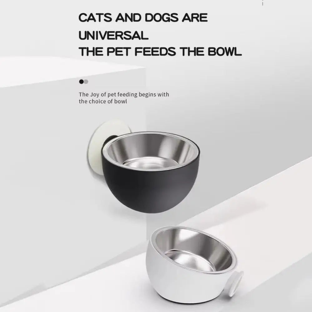 Petzrella Wall-Mounted Pet Bowl – Stainless Steel & Tilted