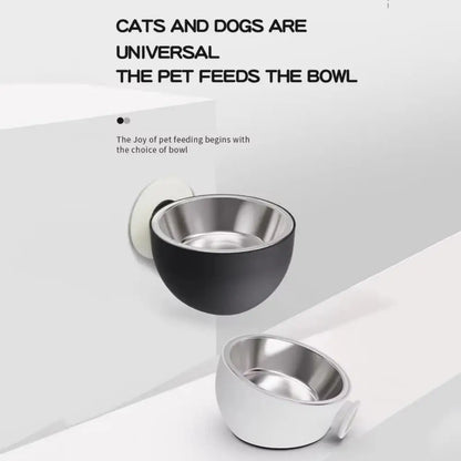Petzrella Wall-Mounted Pet Bowl – Stainless Steel & Tilted