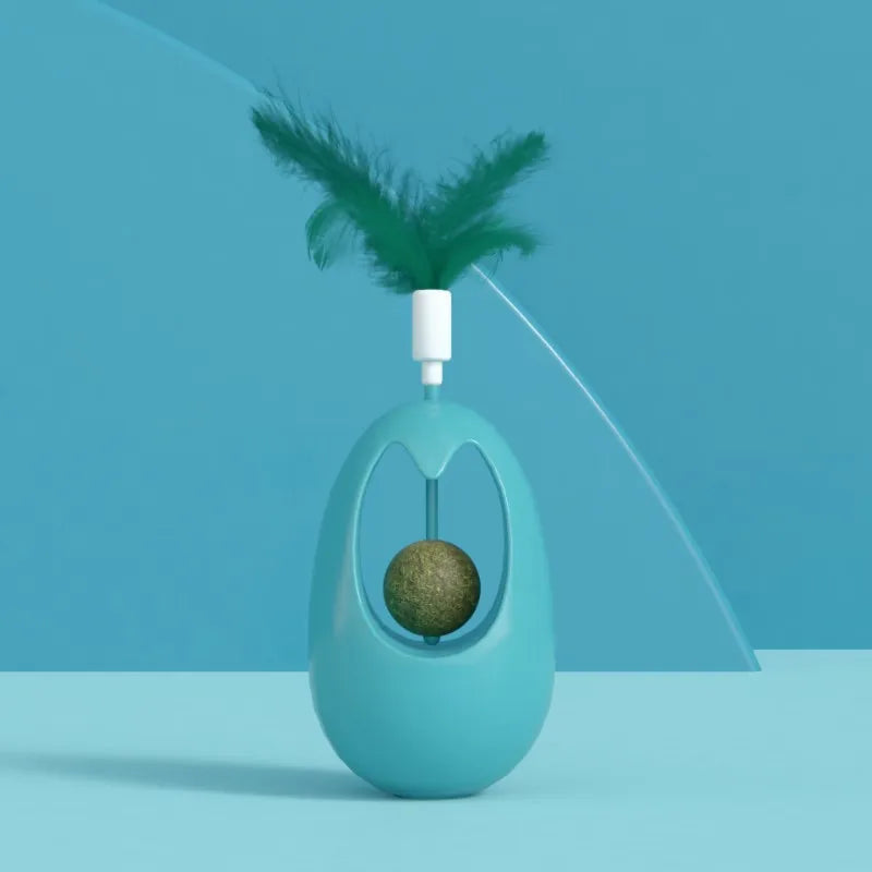 Mint Ball Feather Roly-Poly Cat Toy for Interactive Play