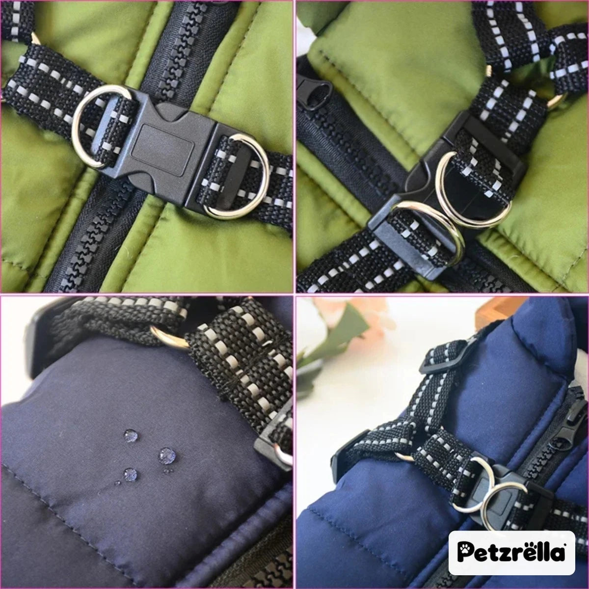 Petzrella Winter Dog Jacket with Built-In Harness – Waterproof