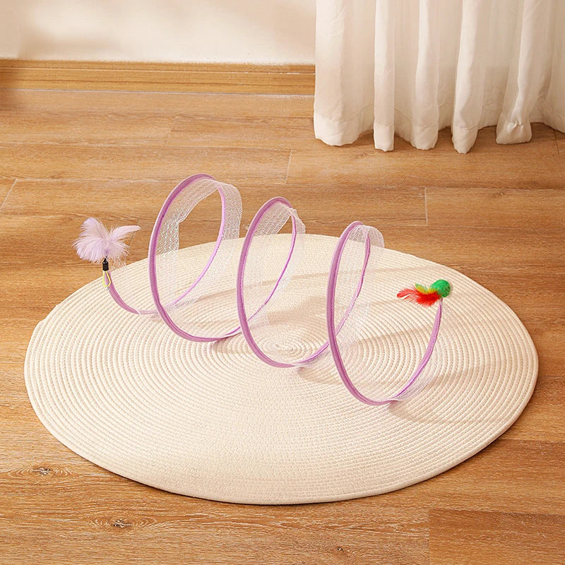 Foldable Cat Tunnel with Hanging Toys