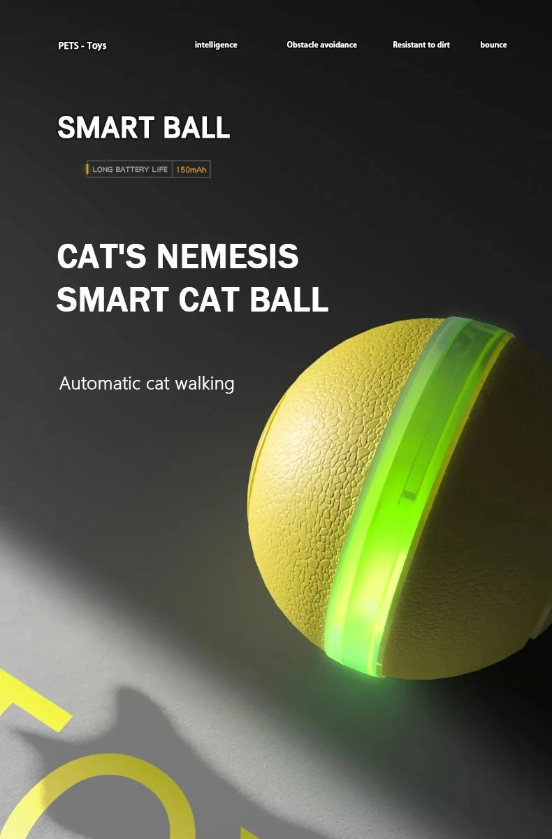 Intelligent Rechargeable Cat Toy Ball with Dual Play Modes