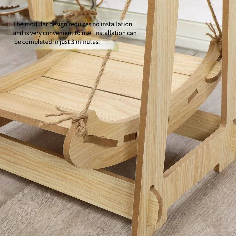 Petzrella Hänge-Katzenbett aus Holz – Modernes Schaukelbett