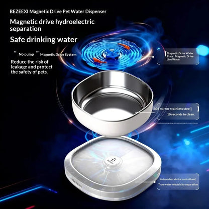 Petzrella Magnetic Cat Water Fountain – Wireless, Filter-Free & Ultra-Quiet