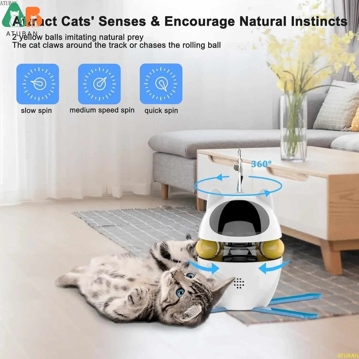 3-in-1 Automatic Interactive Cat Toy with Laser