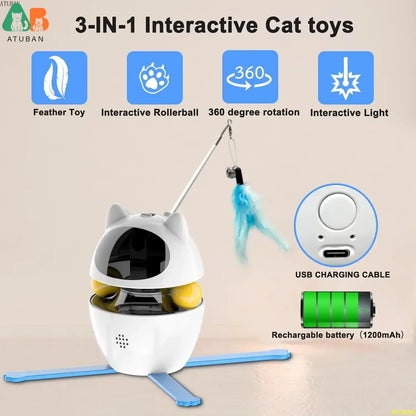 3-in-1 Automatic Interactive Cat Toy with Laser