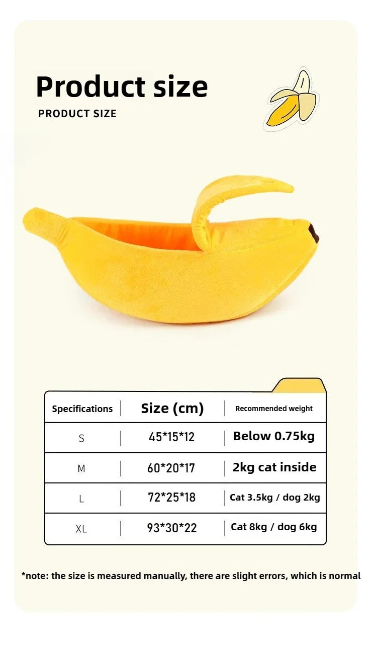 Banana-Shaped Plush Cat Bed