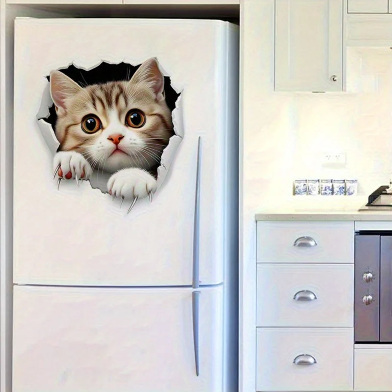 3D Cute Cat Toilet Sticker Bathroom Decor