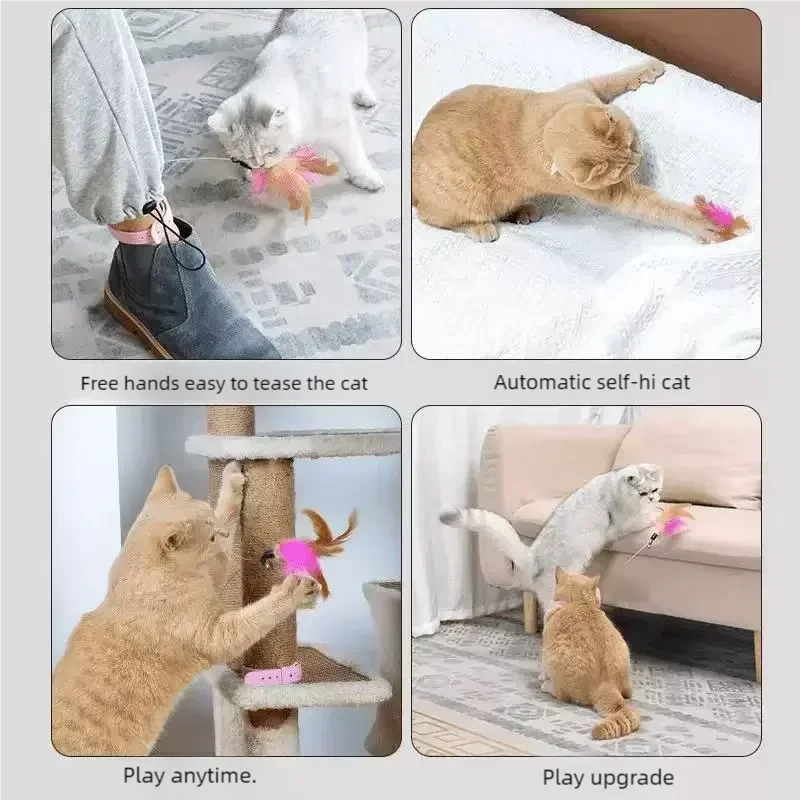 Feather Teasing Collar Cat Toy for Interactive Play
