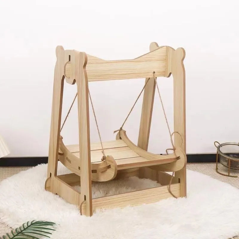 Petzrella Hänge-Katzenbett aus Holz – Modernes Schaukelbett
