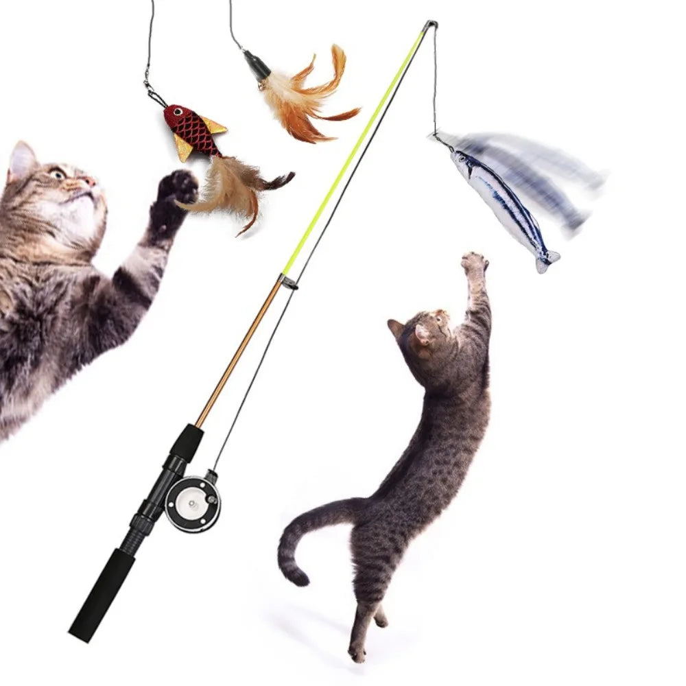 Retractable Fishing Rod Cat Toy