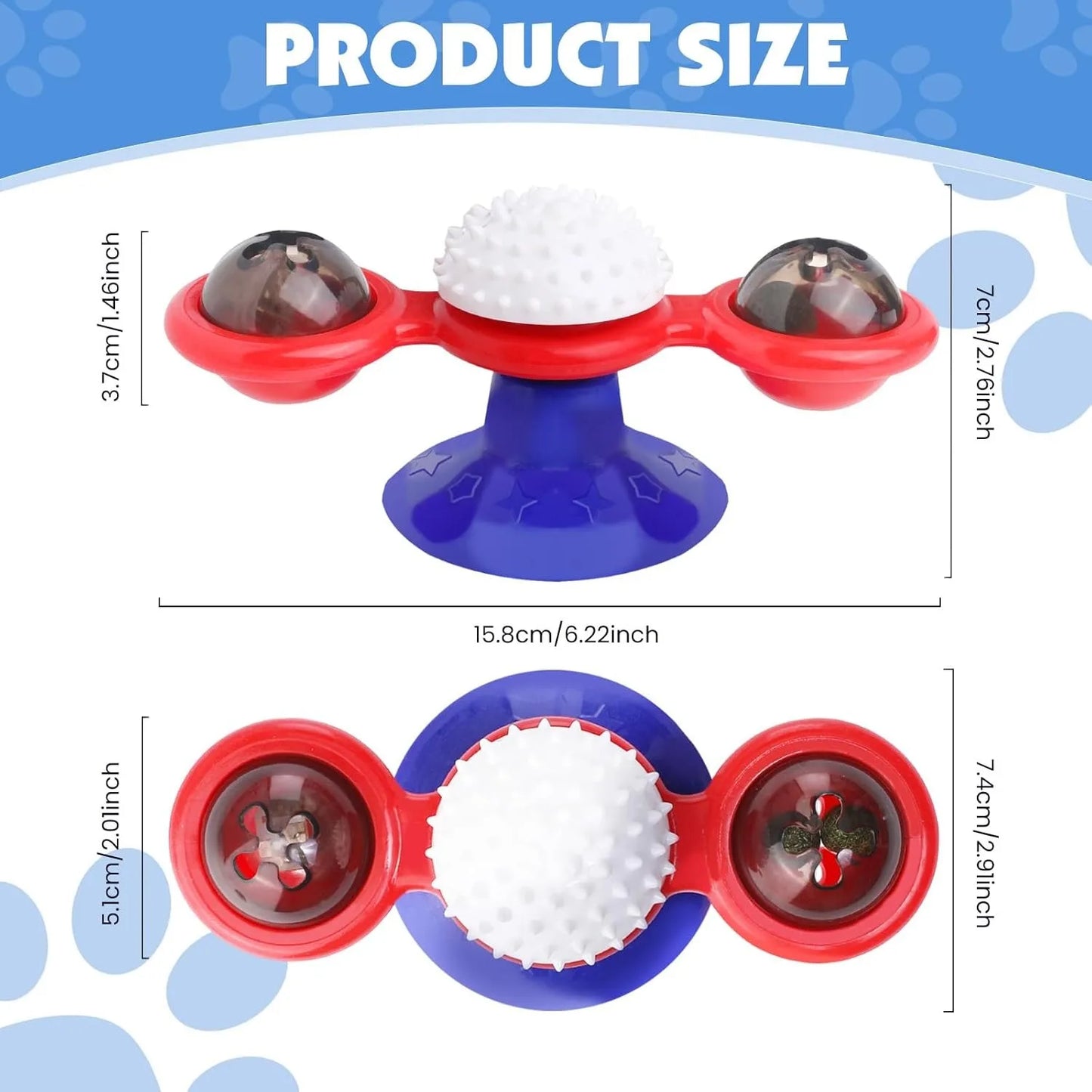 Petzrella Interactive Windmill Cat Toy with LED Light & Spinning Base