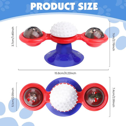 Petzrella Interactive Windmill Cat Toy with LED Light & Spinning Base