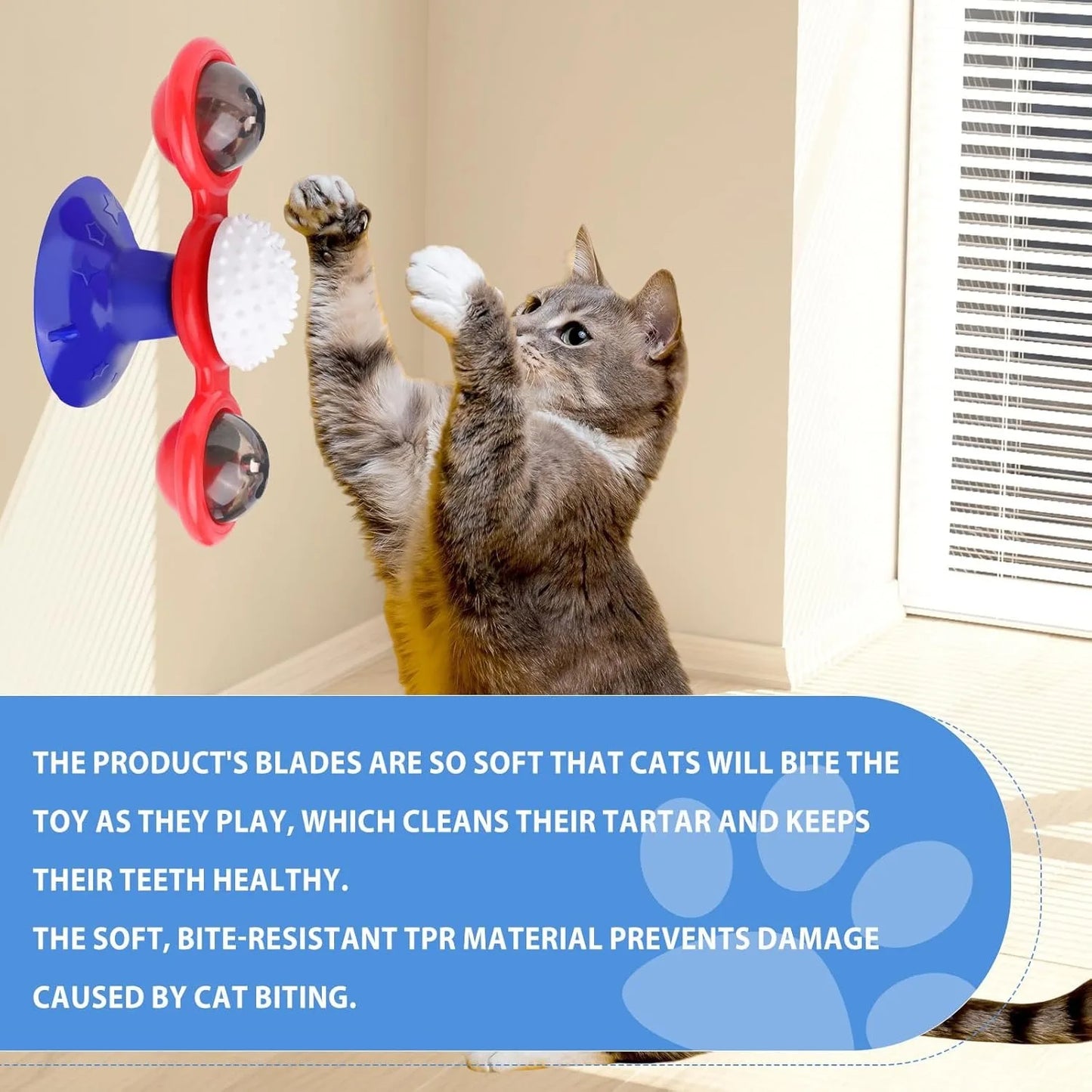 Petzrella Interactive Windmill Cat Toy with LED Light & Spinning Base