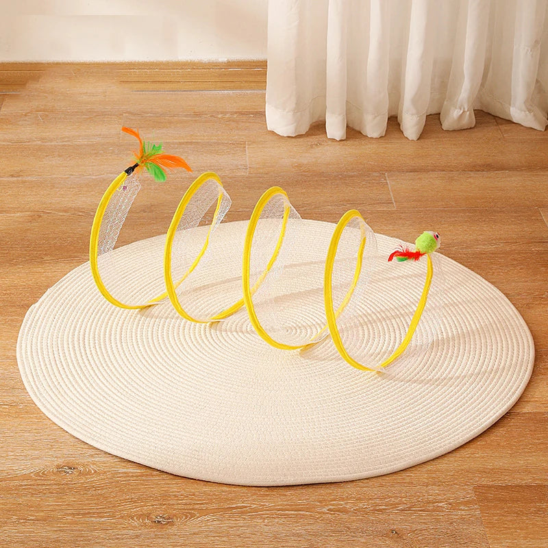 Foldable Cat Tunnel with Hanging Toys
