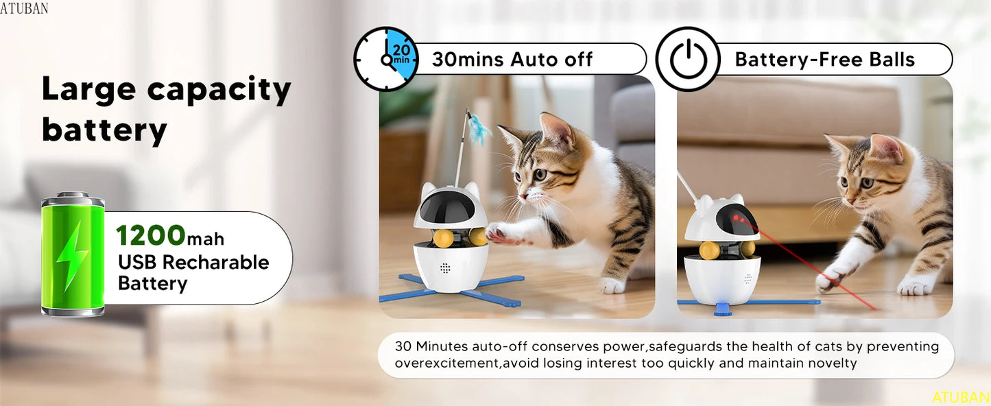 3-in-1 Automatic Interactive Cat Toy with Laser
