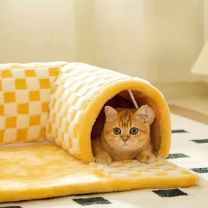 Petzrella Faltbares Plüschtunnelbett für Katzen