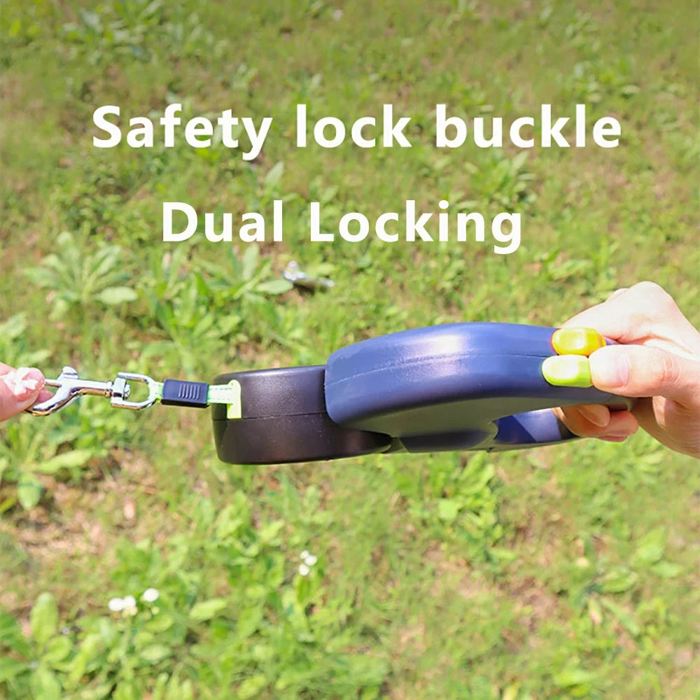Petzrella Auto-Retractable Double Dog Leash 3M with LED Light & Waste Bag Dispenser