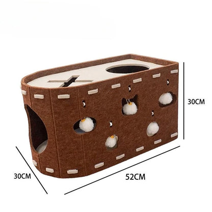 2-in-1 Felt Cat Cave Bed & Scratching House
