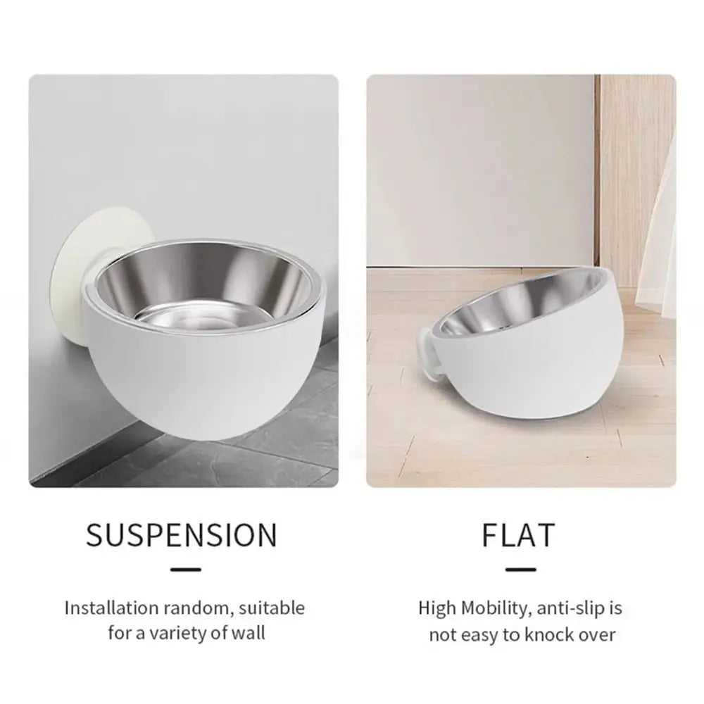 Petzrella Wall-Mounted Pet Bowl – Stainless Steel & Tilted