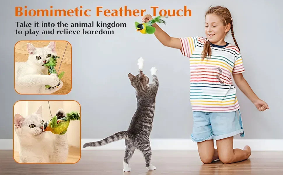 Chirping Bird Cat Toy for Interactive Play