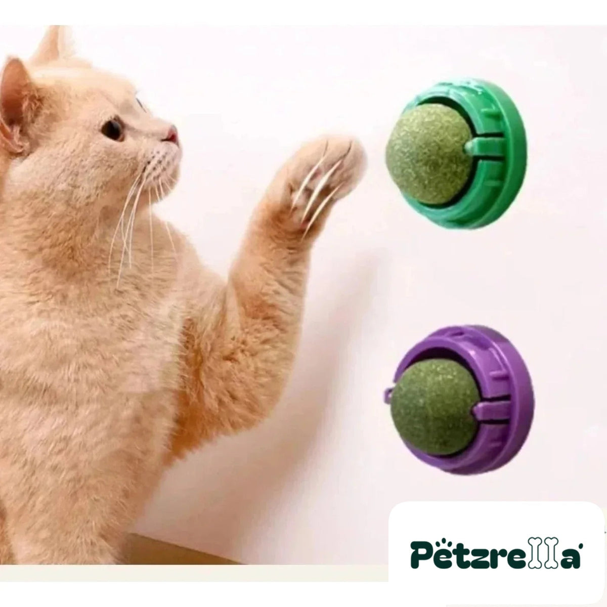 Petzrella Rotatable Catnip Wall Balls – Wall-Mounted Cat Toy
