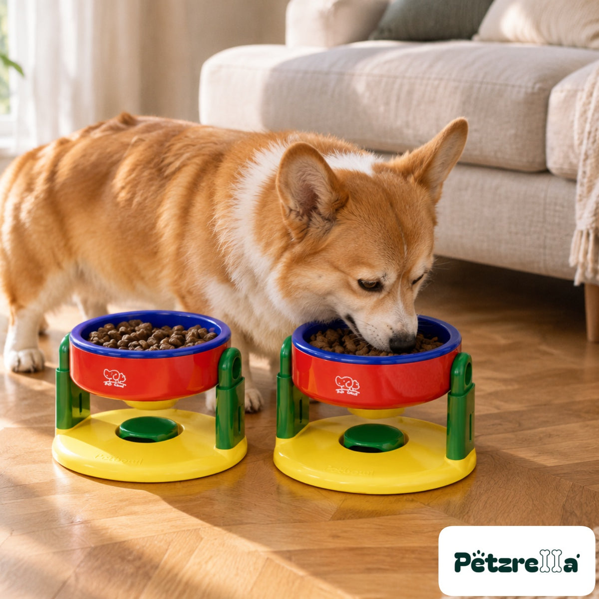 Petzrella Adjustable Double Feeding Bowl