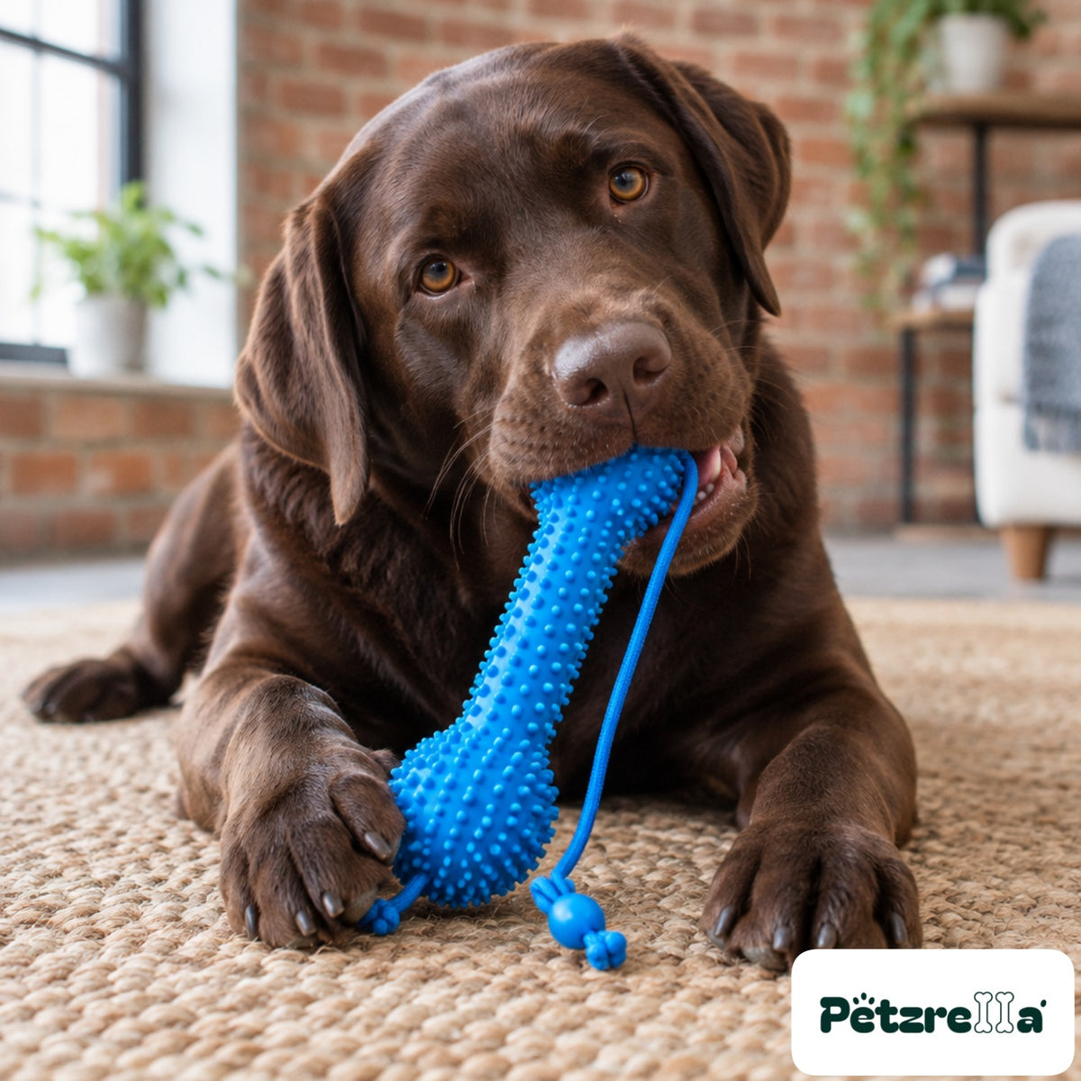 Petzrella Dog Dental Chew Toy - Labrador on jute rug