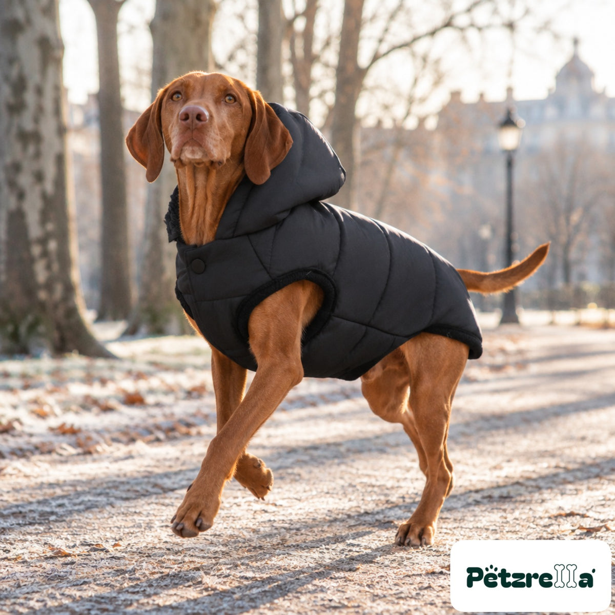 Petzrella Arctic Shield Puffer Jacket - Vizsla in frosted city park