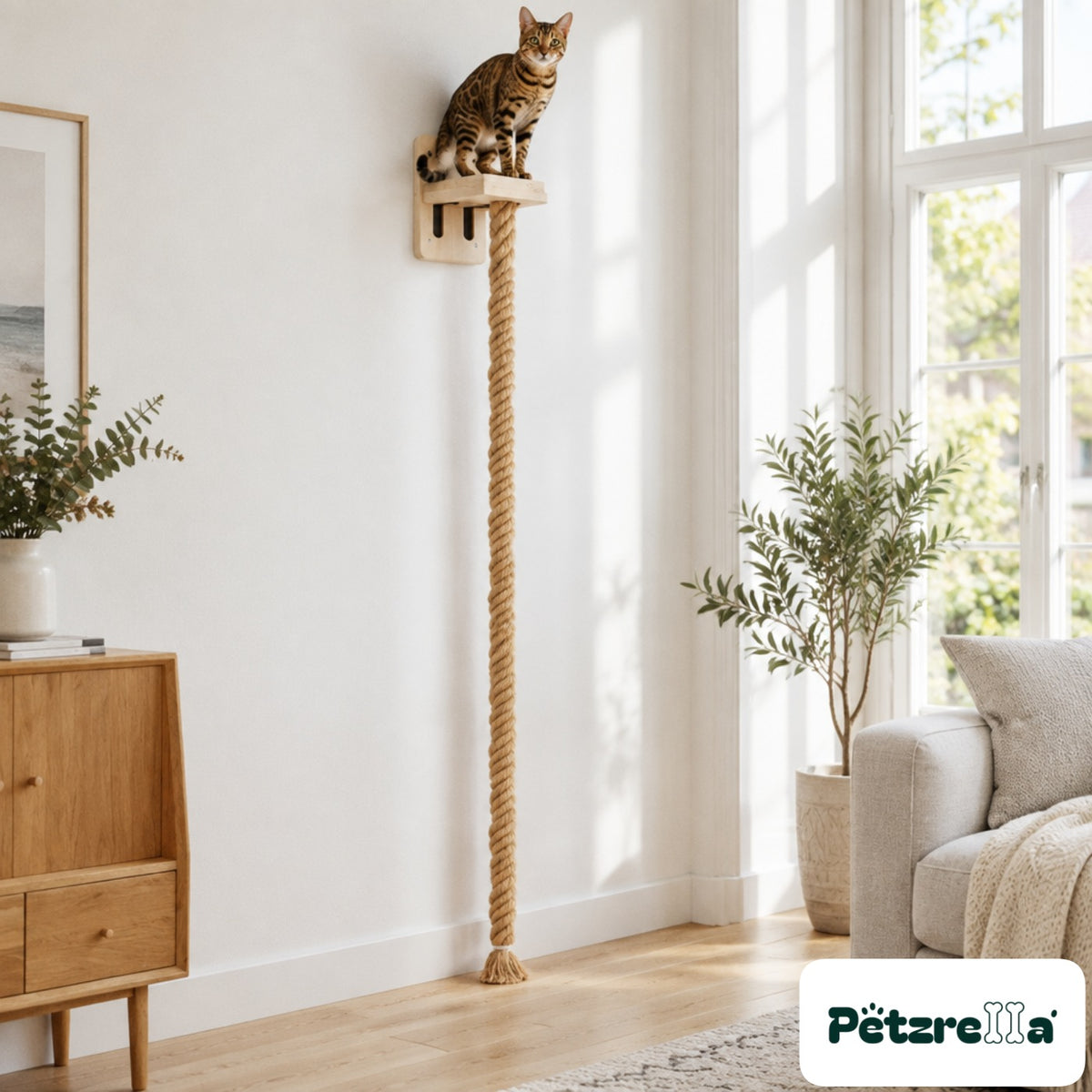Petzrella Cat Climbing Playground - Bengal cat on top platform
