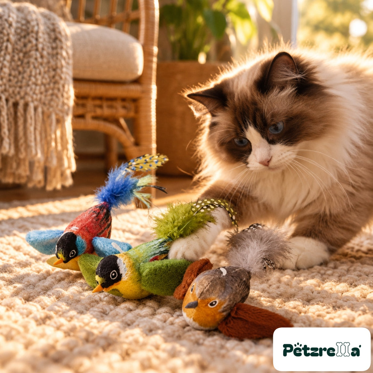 Petzrella Motion-Activated Chirping Plush Bird Toy