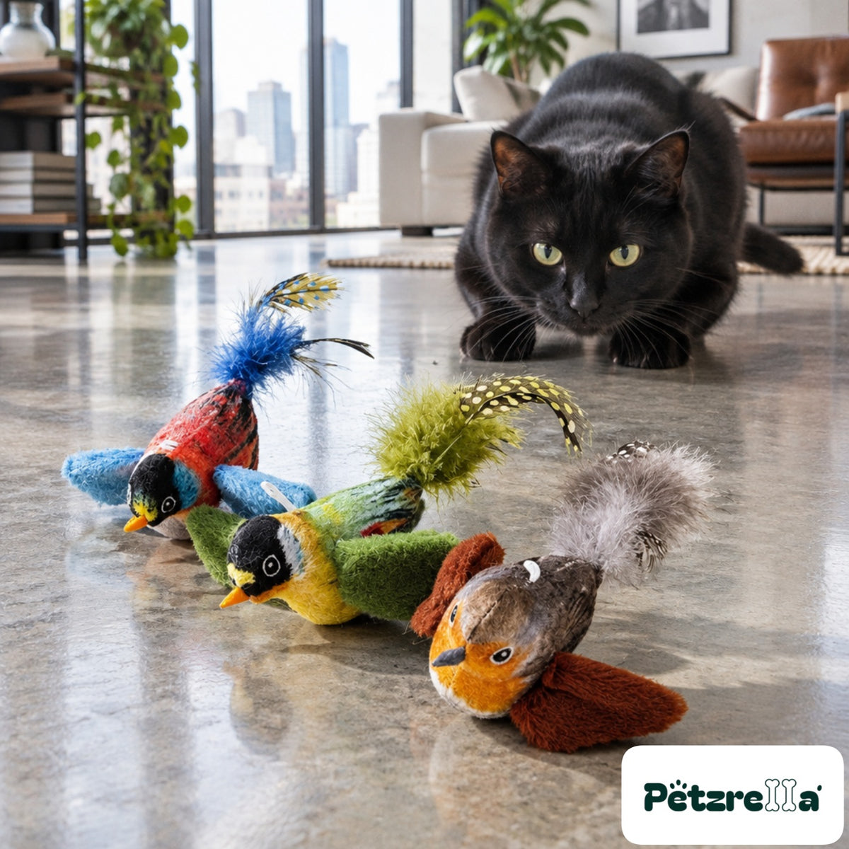 Petzrella Motion-Activated Chirping Plush Bird Toy