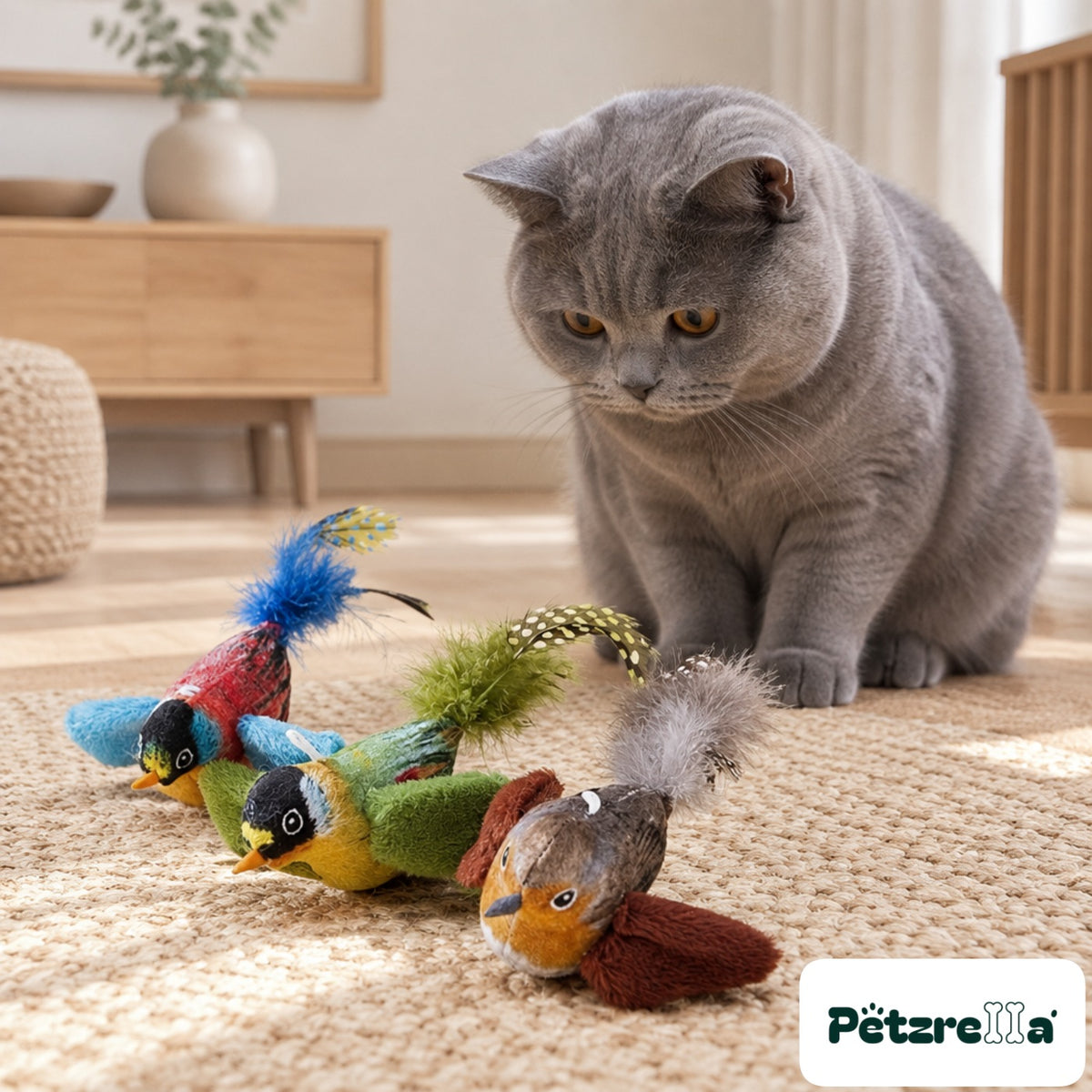 Petzrella Motion-Activated Chirping Plush Bird Toy