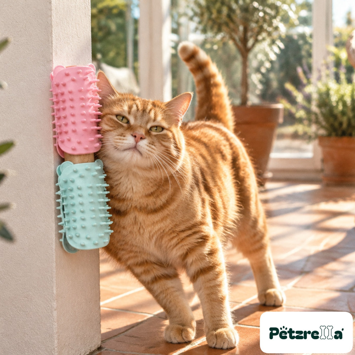 Petzrella Self-Grooming Cat Hair Removal Massage Brush