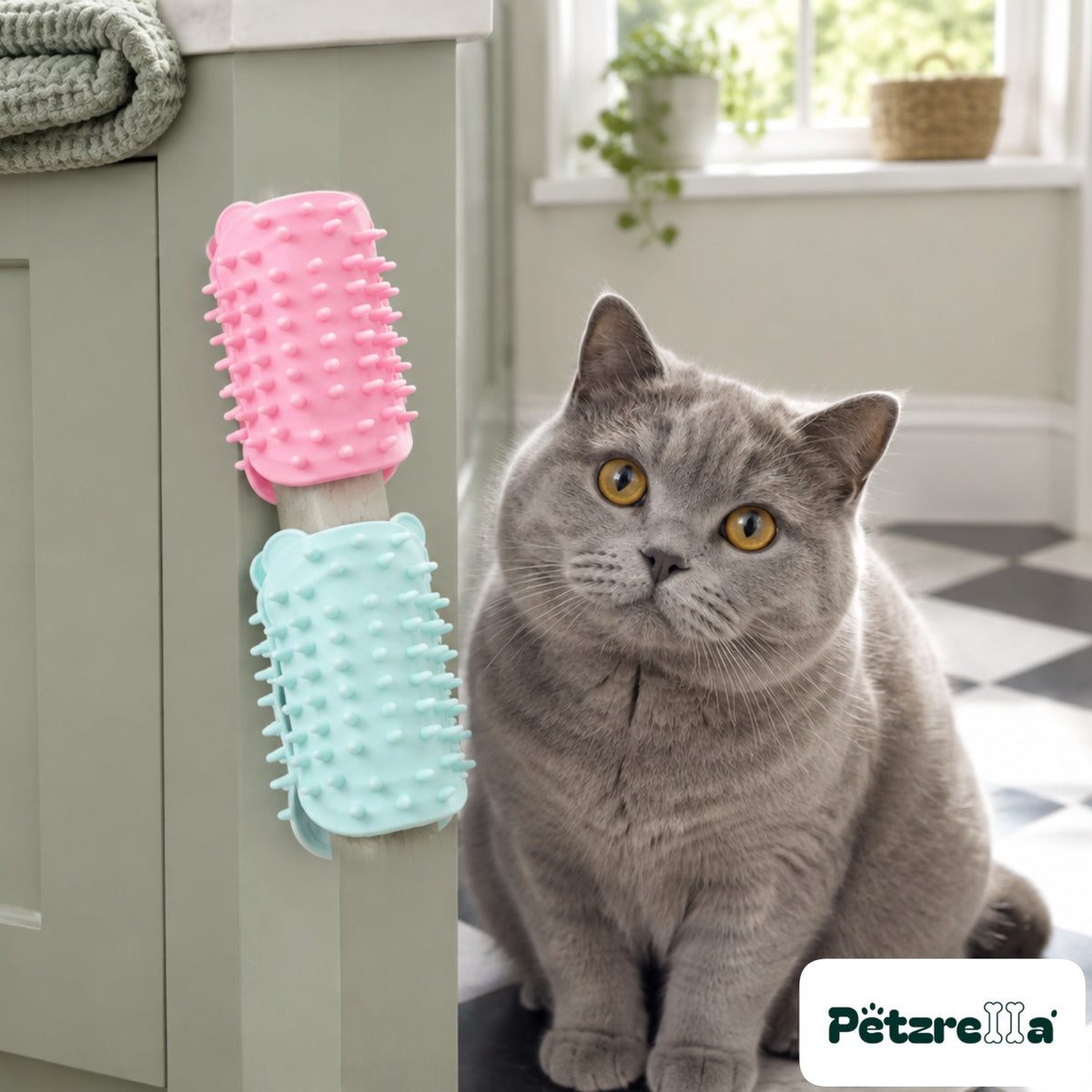 Petzrella Self-Grooming Cat Hair Removal Massage Brush