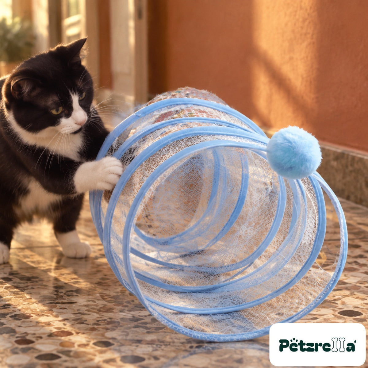 Petzrella Collapsible Spiral Mesh Cat Tunnel