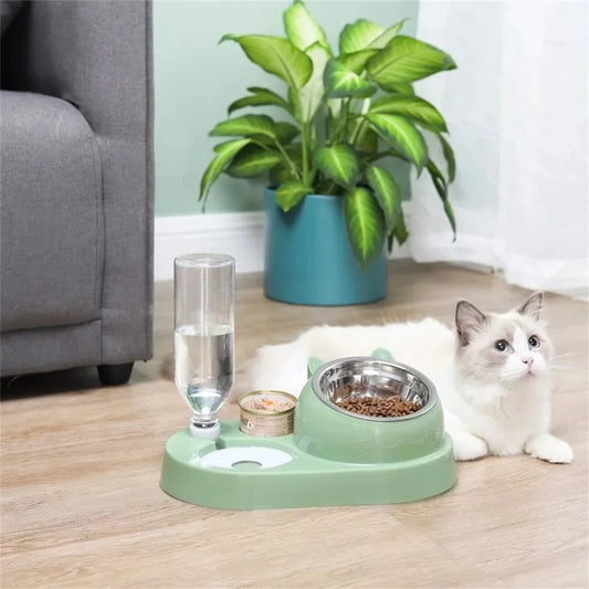 Petzrella 2-in-1 Pet Feeding Bowl with Water Dispenser – Elevated Anti-Tip Design - Petzrella Kft.