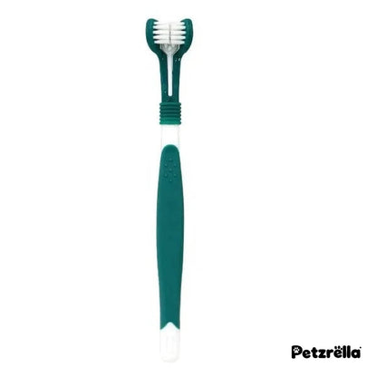 Petzrella 3-sided dog toothbrush in dark green