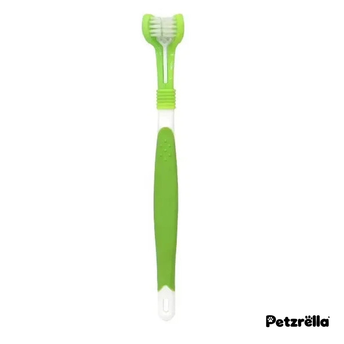 Petzrella 3-sided dog toothbrush in green