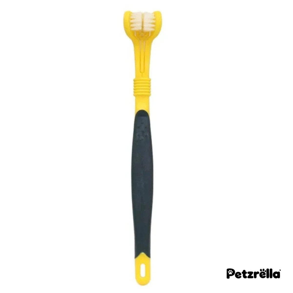 Petzrella 3-sided dog toothbrush in yellow and black
