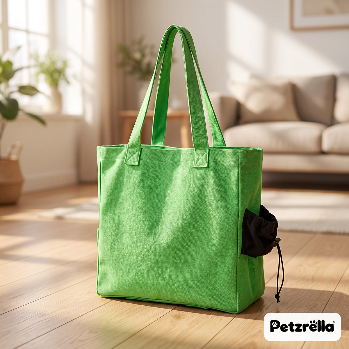 Green Petzrella canvas cat carrier bag with side head opening