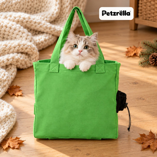 Petzrella Canvas Cat Carrier Bag in Green