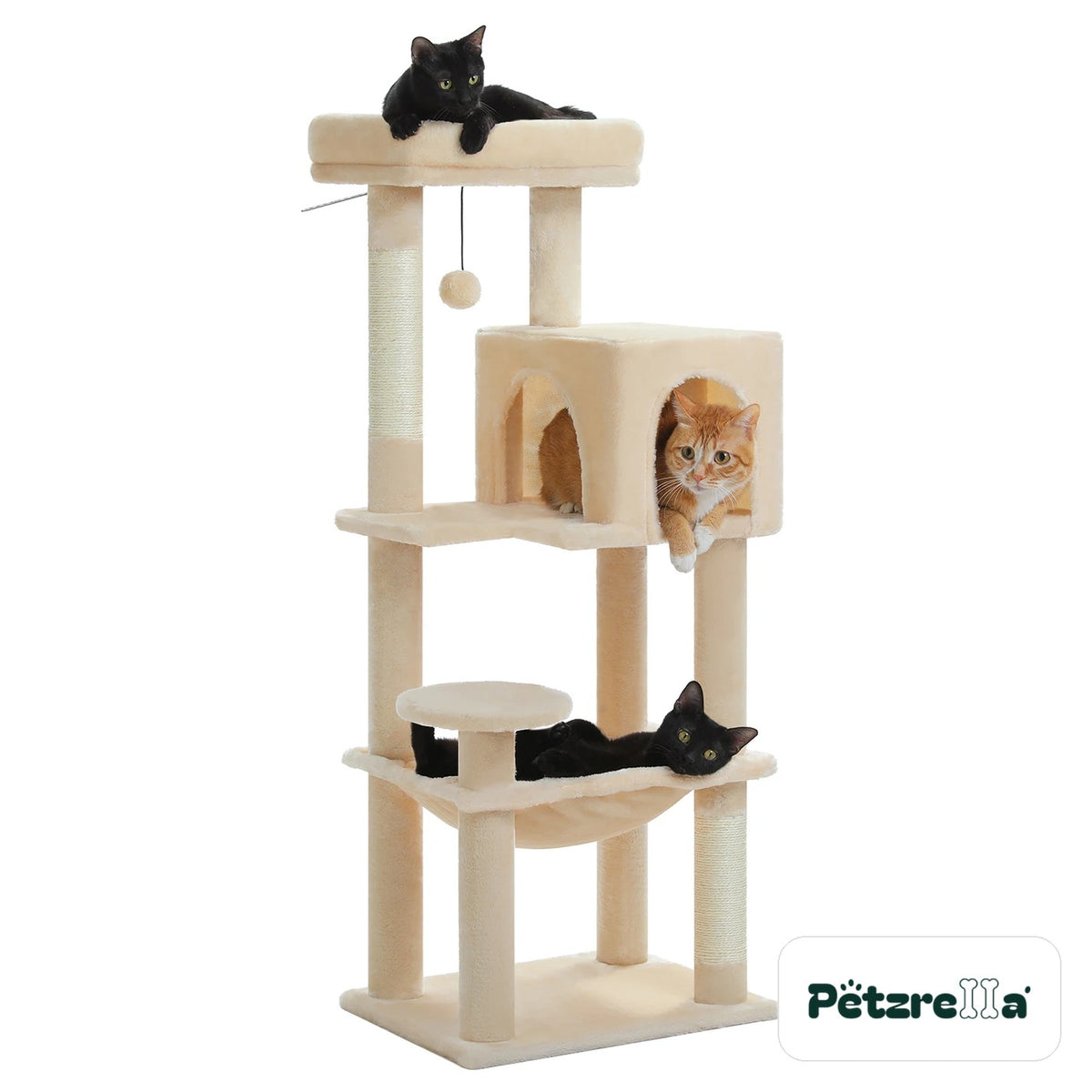 Petzrella cat tree 113 cm 5 levels beige